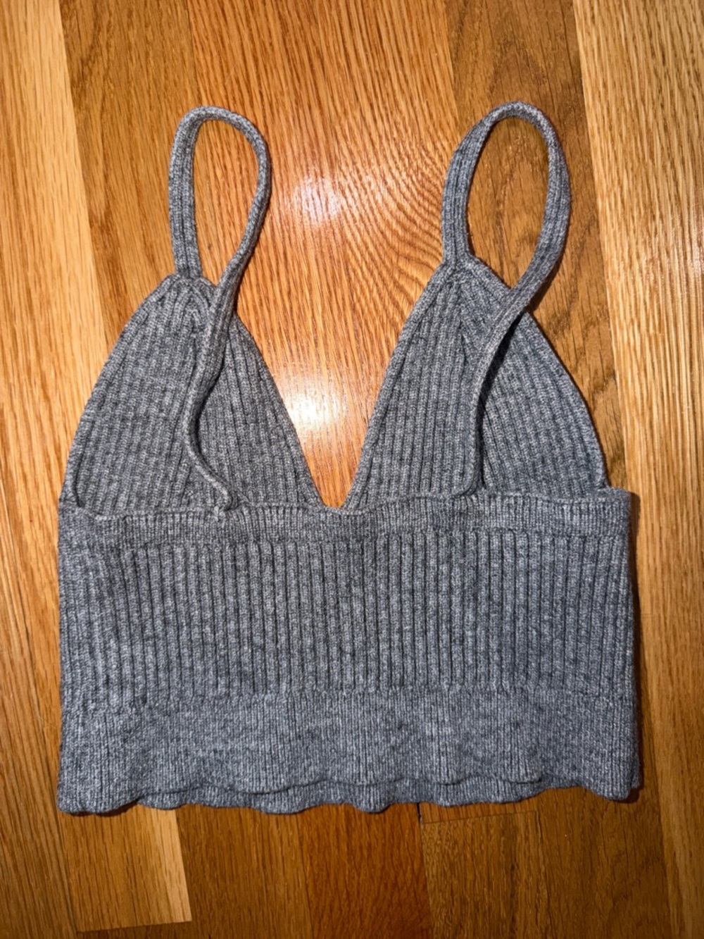 Grey Ribbed Knit Cropped Cami - Picture 2 of 2